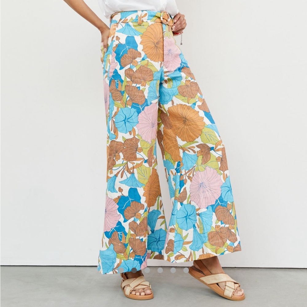 NWT Faithful The Brand Linen Wide Leg Manuela Pant